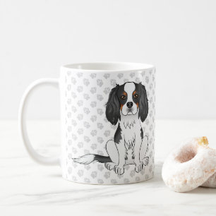Caneca De Café Tricolor Cavalier King Charles Spaniel Dog & Paws