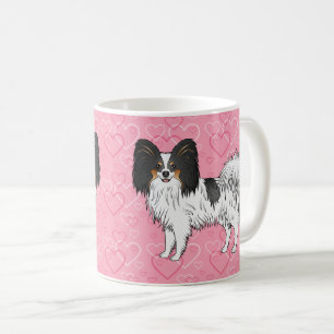 Caneca De Café Tricolor Papillon Cão De Cartoon Bonito Em Coraçõe