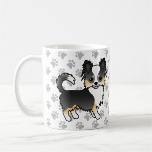 Caneca De Café Tricolor preto Cão e patas de longa Casaco Chihua