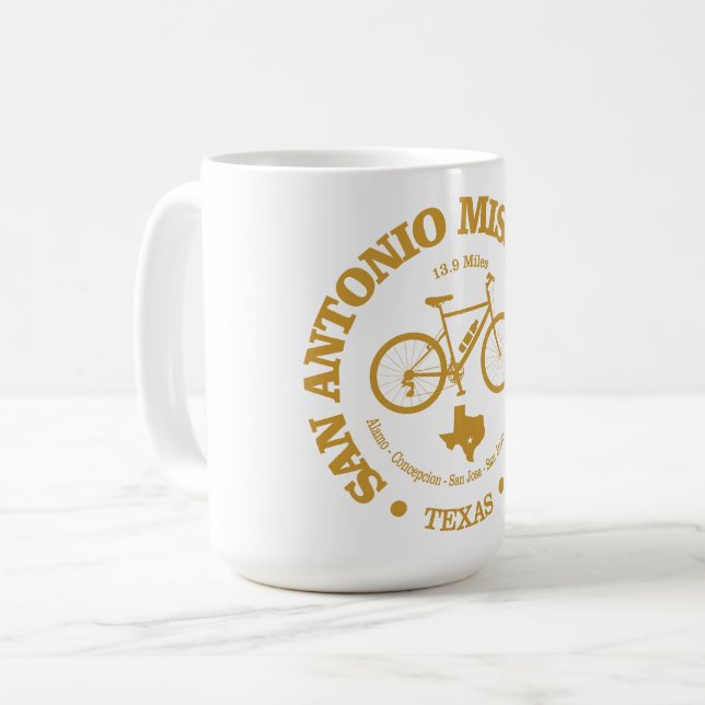 Caneca De Café Trilha da Missão San Antonia (ciclismo) (Frente Esquerda)