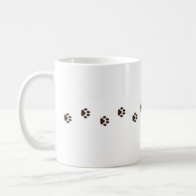 Caneca De Café Trilha de Gato Castanho Escuro Imprime Traços Feli (Esquerda)