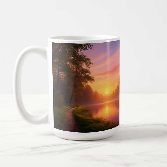Caneca De Café Trilha Sunset Através dos Pinheiros (Esquerda)