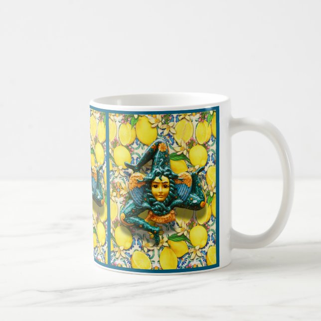 Caneca De Café Trinacria Sicília Itália Pride Lemon Azulejo Medus (Direita)