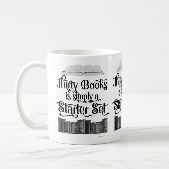 Caneca De Café Trinta Leitores de Livros Hospedados Design (Esquerda)