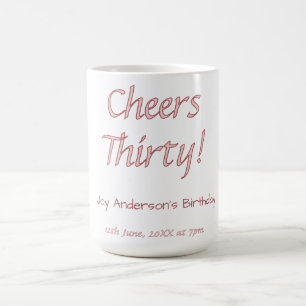 Caneca De Café trinta saudações rosa maron nome moderno simp aniv