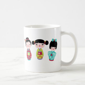 Caneca De Café trio do kokeshi