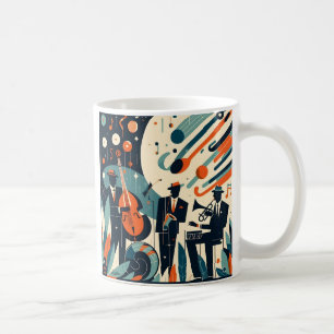 Caneca De Café Trio Moderno de Meados do Século da Era do Jazz