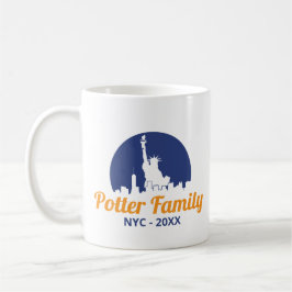 Caneca De Café Trip da Família Silhouette, Estátua NYC
