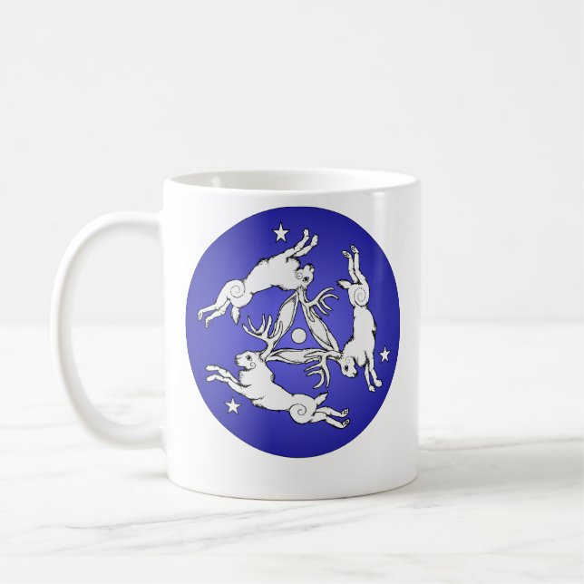 Caneca De Café Triple Jackalope White em Azul (Esquerda)