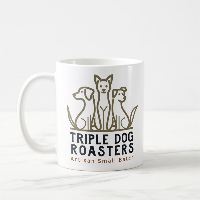 Caneca De Café Triplo Cachorro Roasters White Mug (Esquerda)
