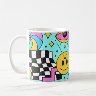 Caneca De Café Trippy arco-íris 60 e pop psíquico sem soldadura