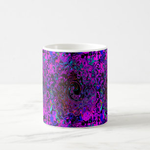 Caneca De Café Trippy Black and Magenta Retro Liquid Swirl