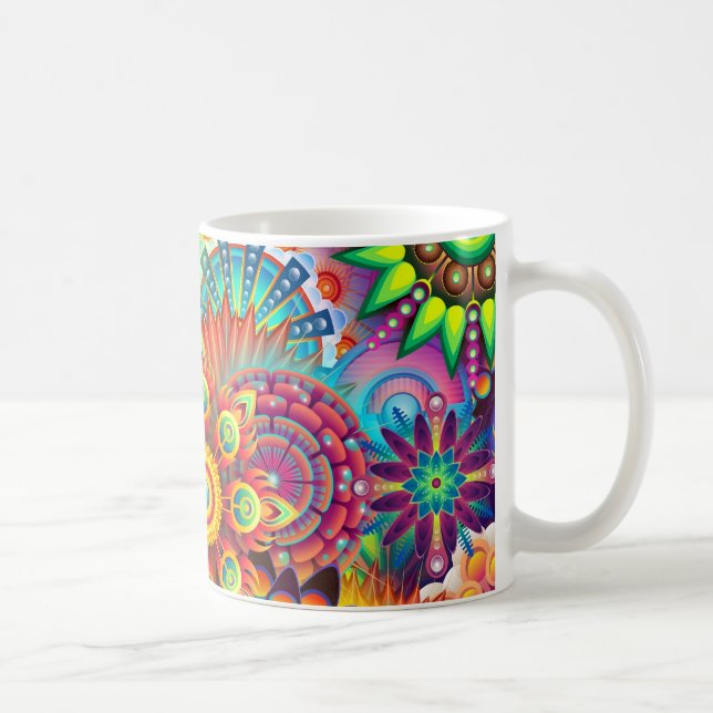 Caneca De Café Trippy psicadélico espiritual abstrato da mandala (Direita)