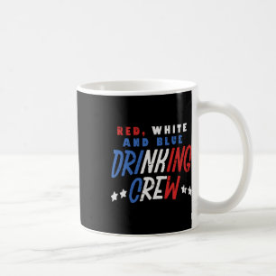 Caneca De Café Tripulação Vermelha, Branca E Bebendo Azul, Engraç