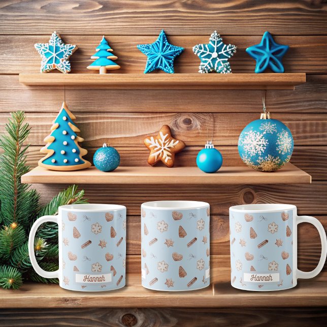 Caneca De Café Troca de Bolachas Azul de Natal (Blue Christmas Cookie Mugs)