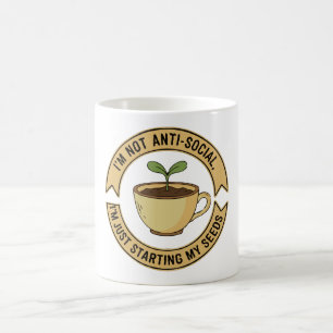 Caneca De Café Trocadilho Divertido de Jardineiro Introvertido -