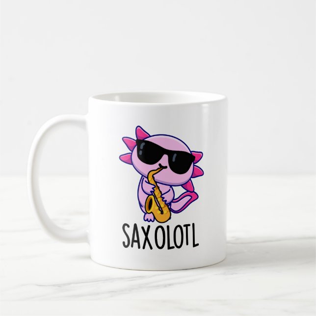 Caneca De Café Trocadilhos Sax-olotl Engraçado Saxofone (Esquerda)
