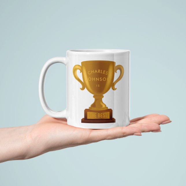 Caneca De Café Troféu de Ouro de Nome Personalizado (Personalized golden trophy mug for The Best)