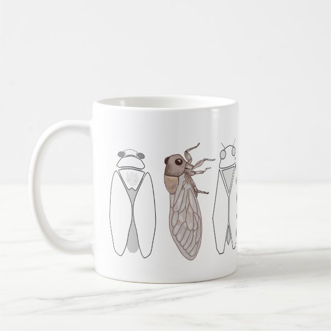 Caneca De Café Trois cigales de Provence dessin au trait. (Esquerda)