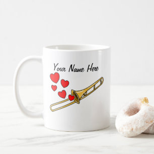 Caneca De Café Trombone Hearts Trombonistas Musical do Brass