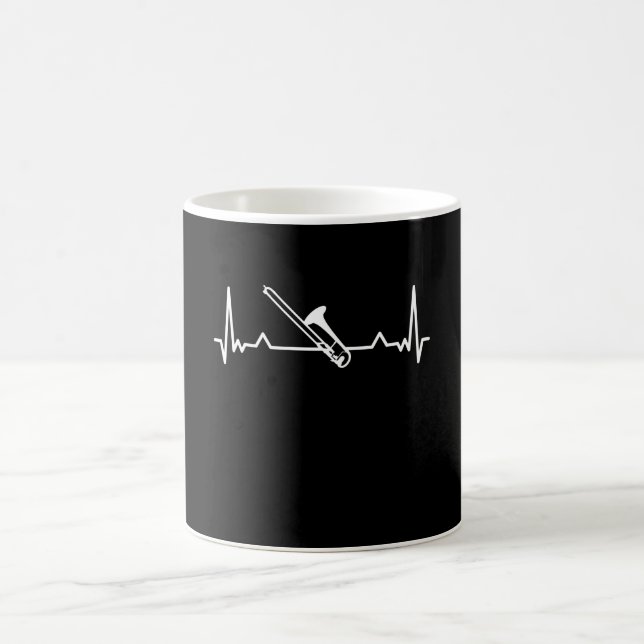 Caneca De Café Trombone Music Heartbeat Engraçado Presente (Centro)