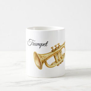 Caneca De Café Trompete Instrumento Musical Dourado