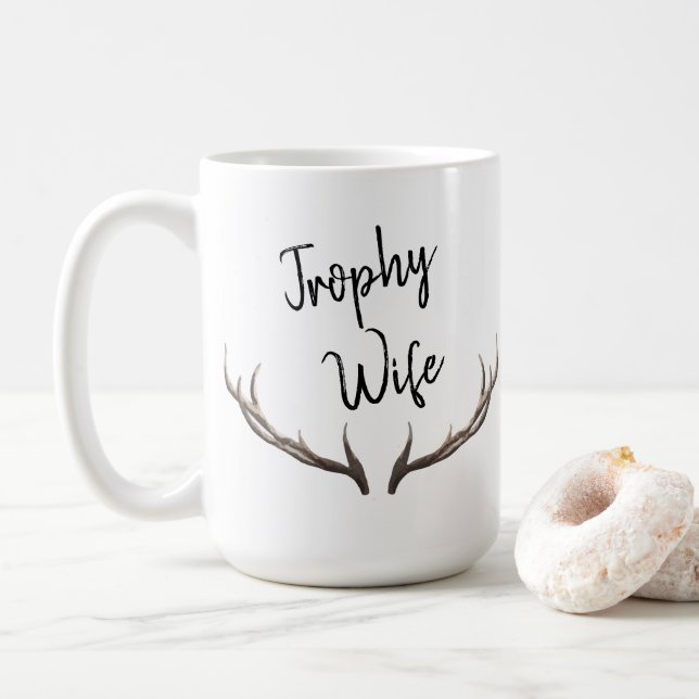 Caneca De Café Trophy Wife Horns se diverte (Com Donut)