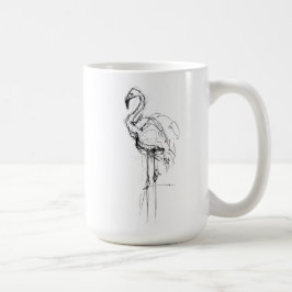 Caneca De Café Tropic Flamingo Sketch Elegante