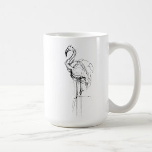 Caneca De Café Tropic Flamingo Sketch Elegante