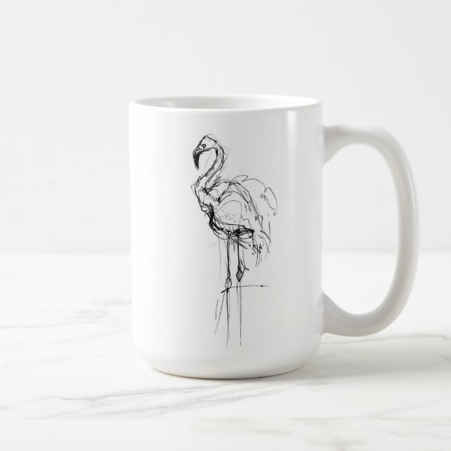 Caneca De Café Tropic Flamingo Sketch Elegante (Direita)