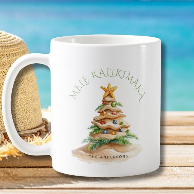 Caneca De Café Tropical Beach Mele Kalikimaka Christmas Tree  (Criador carregado)