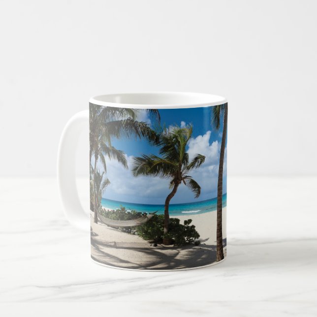 Caneca De Café Tropical Beaches | Anguilla Beach, Palm Tree (Frente Esquerda)