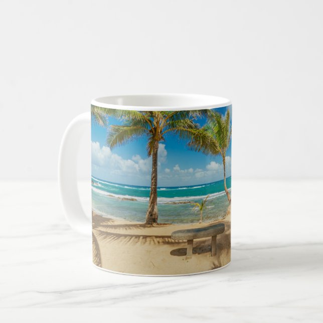 Caneca De Café Tropical Beaches | Kuau Cove Beach, Maui Hawaii (Frente Esquerda)