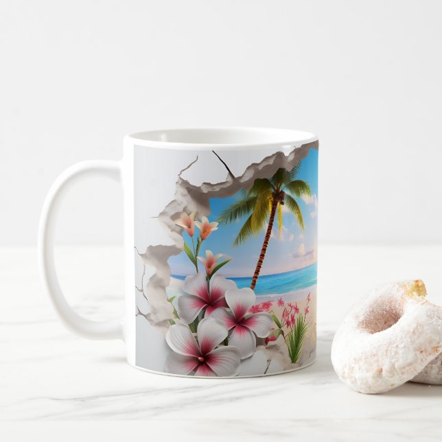 Caneca De Café Tropical Bliss 3D Coffee Mug (Com Donut)