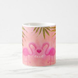 Caneca de Café Tropical de Aquarela de Dois Flamin