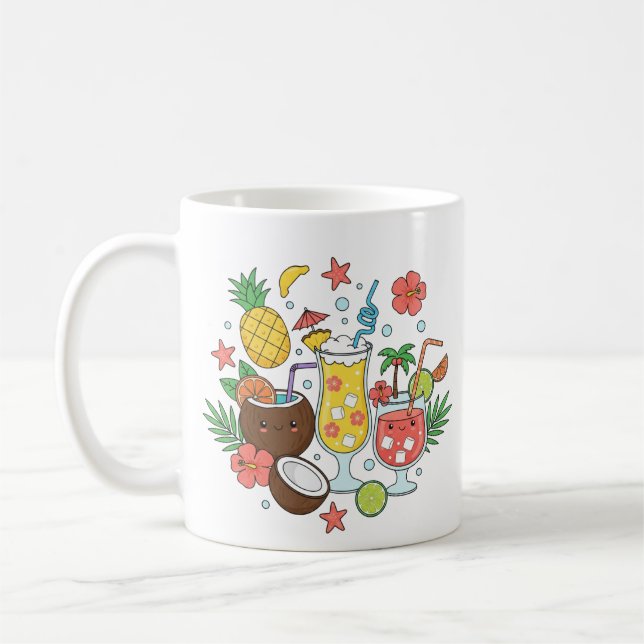 Caneca De Café Tropical Drinks – Cute Summer Cocktail Mug (Esquerda)