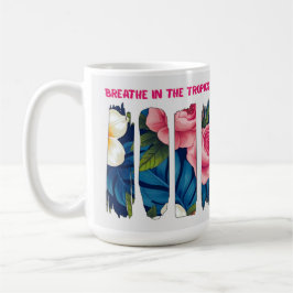 Caneca De Café Tropical Floral Brush effect