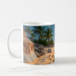 Caneca De Café Tropical Golden Shell Beach Chic