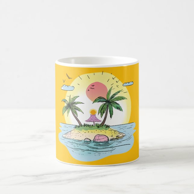 Caneca De Café Tropical Island Sunset Drinkware (Centro)