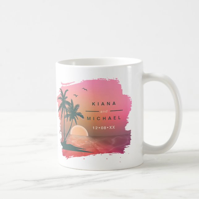 Caneca De Café Tropical Isle Sunrise Wedding Pink ID581 (Direita)