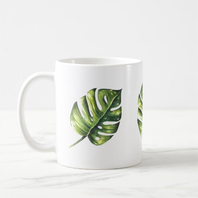 Caneca De Café Tropical Leaf Mug - Elegância Inspirada na Naturez (Esquerda)
