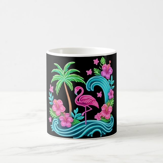 Caneca De Café Tropical Neon Flamingo (Centro)