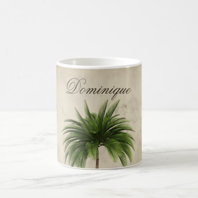 Caneca De Café Tropical Palm Tree Marbled Chic Personal (Centro)