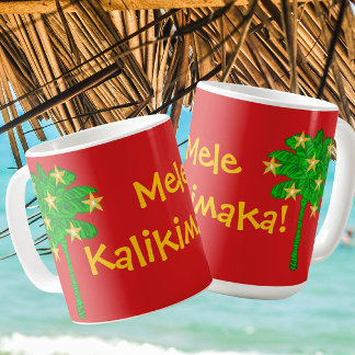 Caneca De Café Tropical Palm Tree Stars Personalized