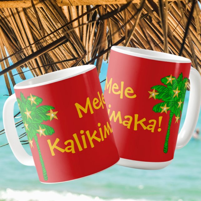 Caneca De Café Tropical Palm Tree Stars Personalized  (Personalize with your own message!)