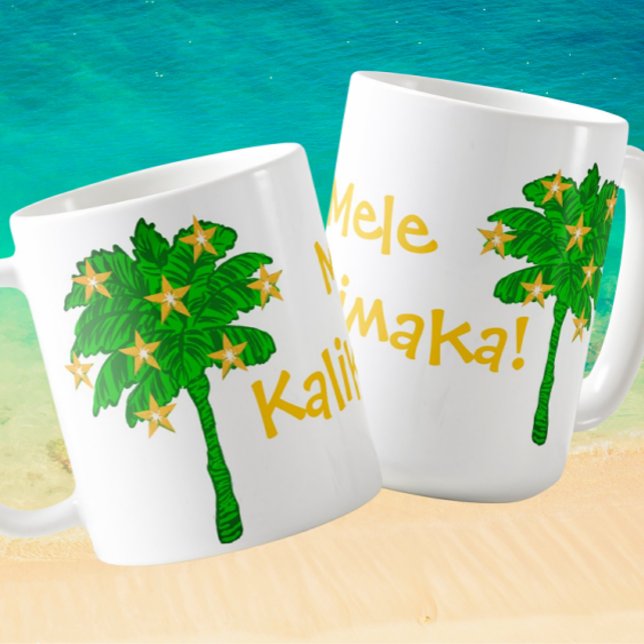 Caneca De Café Tropical Palm Tree Stars Personalized  (Personalize with your own message!)
