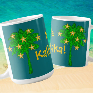 Caneca De Café Tropical Palm Tree Stars Personalized