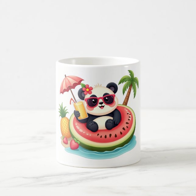 Caneca De Café Tropical Panda 🐼 Kiwi Float Summer Mug (Centro)