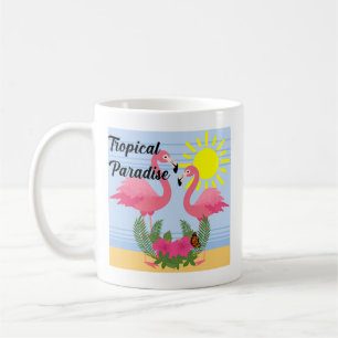 Caneca De Café Tropical Paraíso Rosa Flamingo - Clássica Mug
