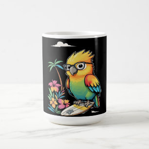 Caneca De Café Tropical Parrot Chill Vibes – Praia do Pôr do Sol